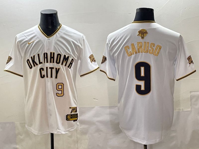 Men 2025 Oklahoma City Thunder #9 Caruso White Gold Nike Joint Name NBA Jersey style 24->oklahoma city thunder->NBA Jersey